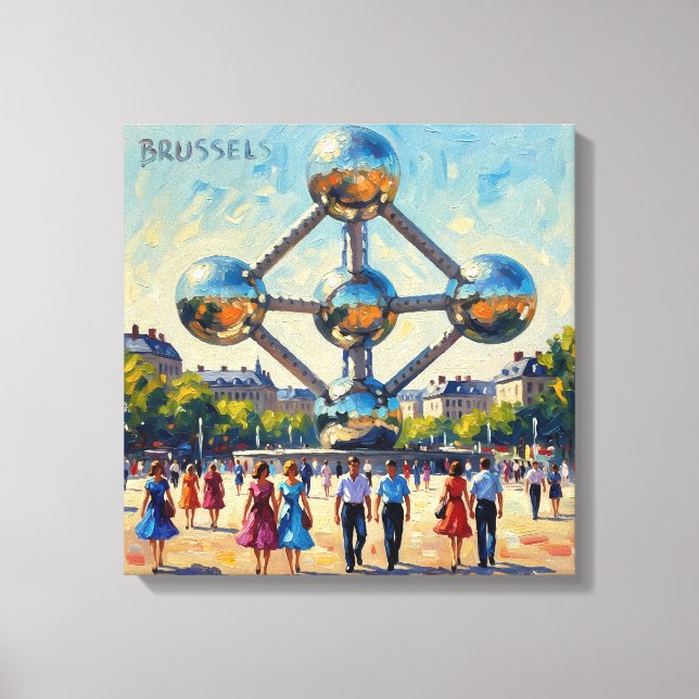 Brussels Atomium Iconic Monument Stretched Canvas Leinwanddruck (Vorderseite)
