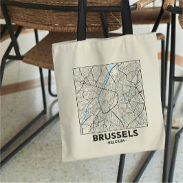 Brussels, Belgium City Map Tote Bag Tragetasche