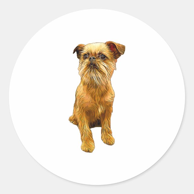 Brussels Griffon Bruxellois Niedlich Puppy Dog Runder Aufkleber (Vorderseite)