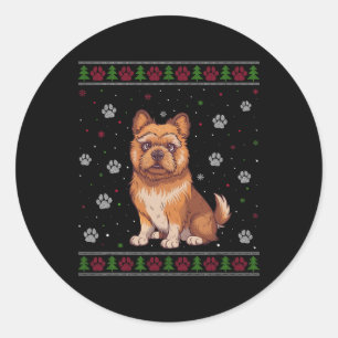 Brussels Griffon Christmas Sweater Xmas Pet Animal Runder Aufkleber