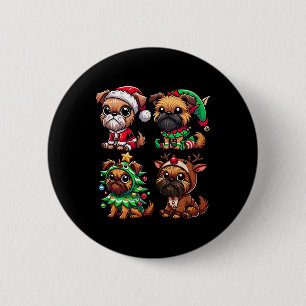 Brussels Griffon Christmas Tree Santa Elf Costume Button