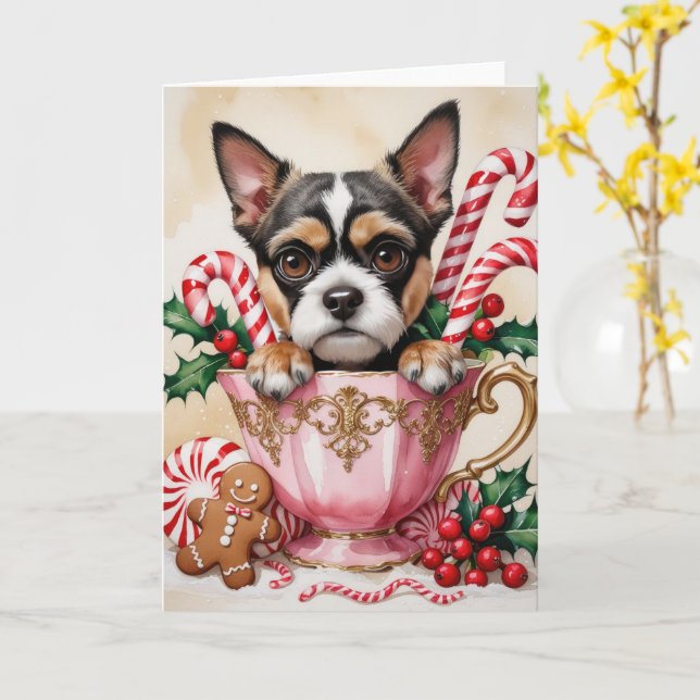 Brussels Griffon Dog Christmas Gruß Karte (Gelbe Blume)