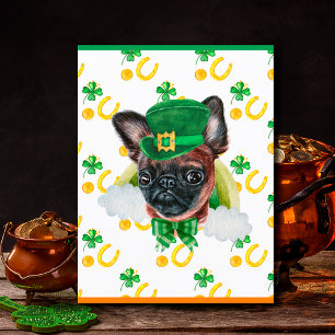 Brussels Griffon Dog Kleeblatt St Patricks Day Feiertagspostkarte
