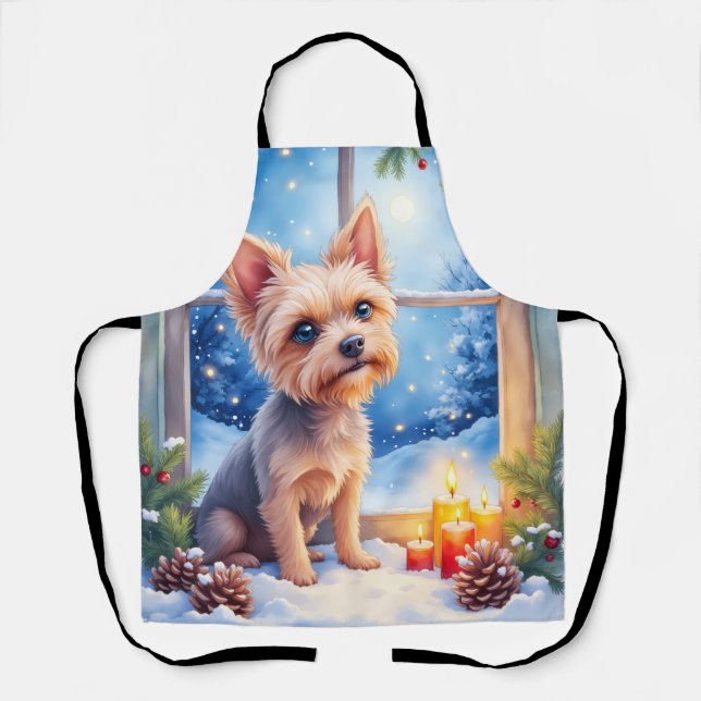 Brussels Griffon Frosted Window Christmas Art Schürze (Vorderseite)