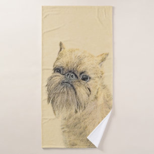 Brussels Griffon Painting - Niedliche Hundekunst Badhandtuch Set