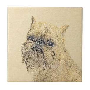 Brussels Griffon Painting - Niedliche Hundekunst Fliese