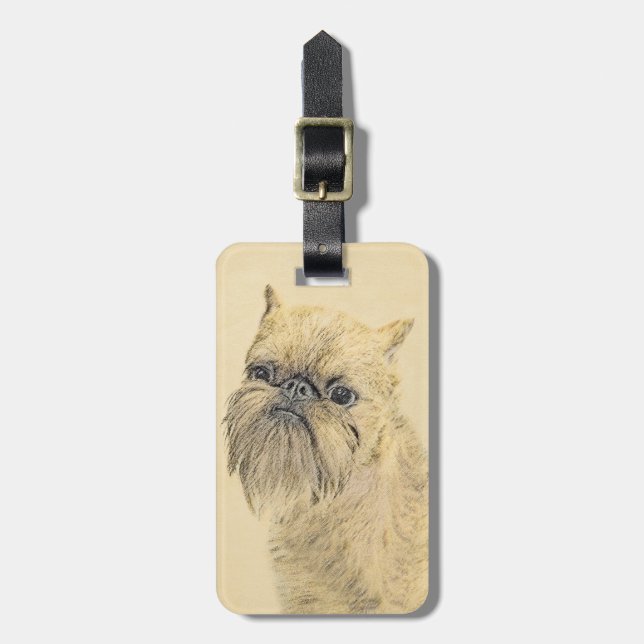 Brussels Griffon Painting - Niedliche Hundekunst Gepäckanhänger (Vorderseite vertikal)