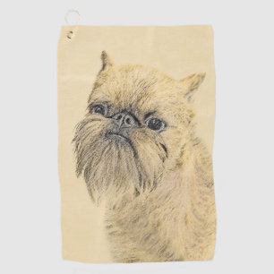 Brussels Griffon Painting - Niedliche Hundekunst Golfhandtuch