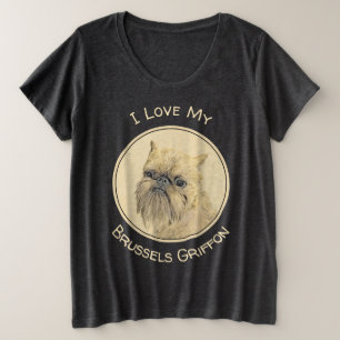 Brussels Griffon Painting - Niedliche Hundekunst Große Größe T-Shirt