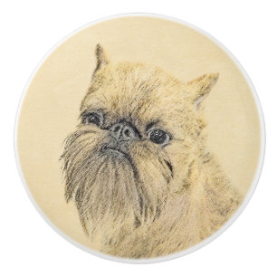 Brussels Griffon Painting - Niedliche Hundekunst Keramikknauf