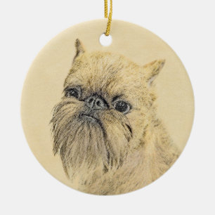 Brussels Griffon Painting - Niedliche Hundekunst Keramikornament