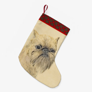 Brussels Griffon Painting - Niedliche Hundekunst Kleiner Weihnachtsstrumpf