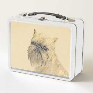 Brussels Griffon Painting - Niedliche Hundekunst Metall Brotdose