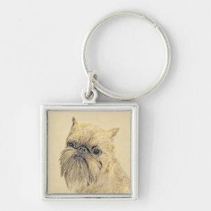 Brussels Griffon Painting - Niedliche Hundekunst Schlüsselanhänger