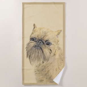 Brussels Griffon Painting - Niedliche Hundekunst Strandtuch