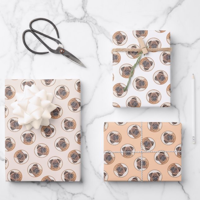 Brussels Griffon Painting Red Smooth Niedlich Dog  Geschenkpapier Set (Vorderseite)
