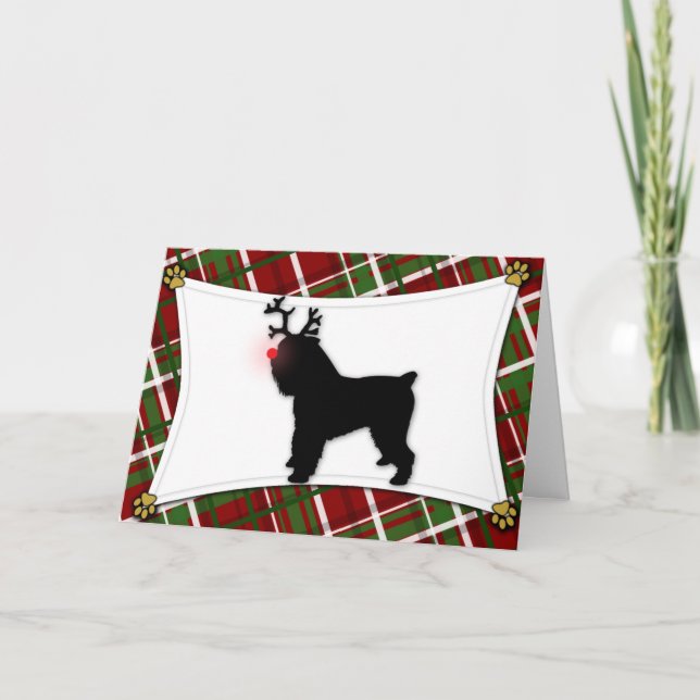 Brussels Griffon Reindeer Christmas Card Feiertagskarte (Vorderseite)