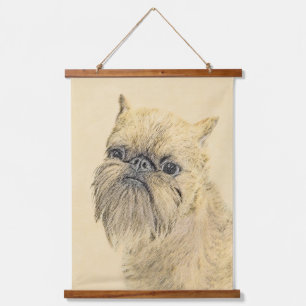 Brussels Griffon Rough Painting - Original Hunde A Wandteppich Mit Holzrahmen
