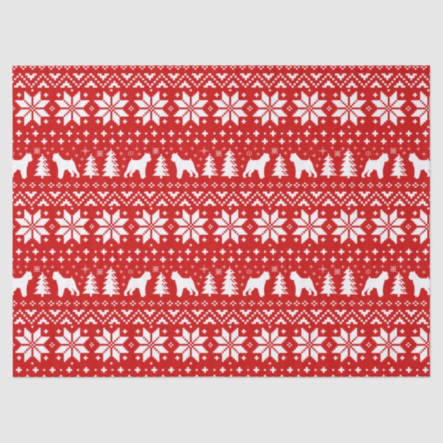Brussels Griffon Silhouetten Christmas Pattern Red Seidenpapier (Vorderseite)