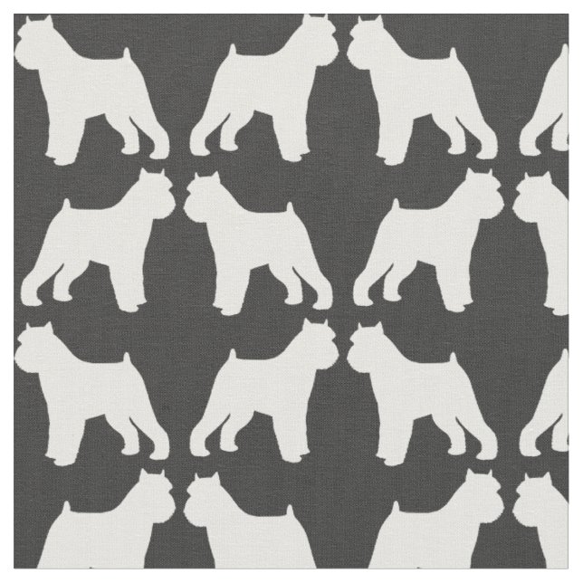 Brussels Griffon Silhouetten Grau und Weiß Stoff (Nahaufnahme)