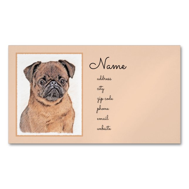 Brussels Griffon Smooth Painting Original Dog Art Magnetische Visitenkarte (Vorderseite)
