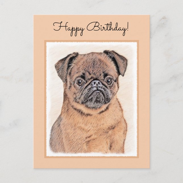 Brussels Griffon Smooth Painting Original Dog Art Postkarte (Vorderseite)