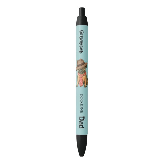Brussels Griffon Vater Black Ink Pen Kugelschreiber (Vorderseite Vertikal)