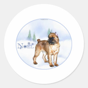 Brussels Griffon Weihnachten Runder Aufkleber
