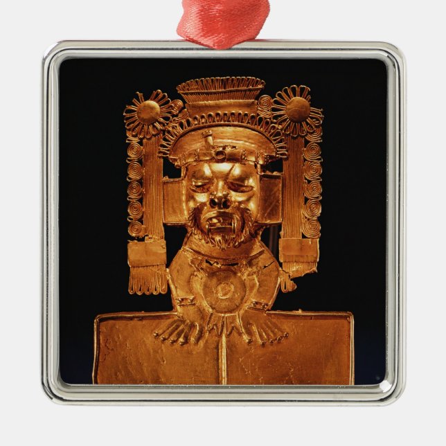 Brust des Gottes Xipe Totec Ornament Aus Metall (Vorne)