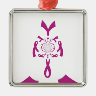 Brust-Krebs-Bewusstsein Art Print Silbernes Ornament