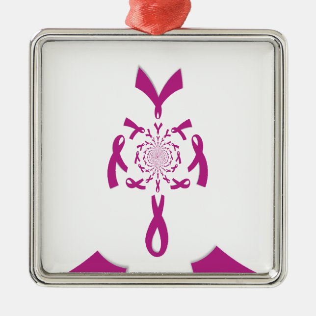 Brust-Krebs-Bewusstsein Art Print Silbernes Ornament (Vorne)