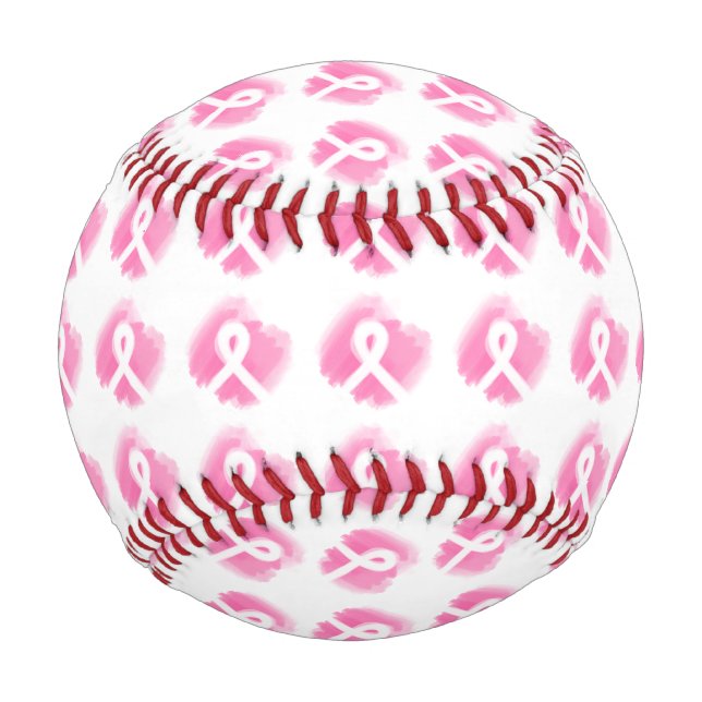 Brust-Krebs-Bewusstsein Ribbon Wasserfarbe Baseball (Vorderseite)