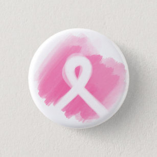 Brust-Krebs-Bewusstsein Ribbon Wasserfarbe Button