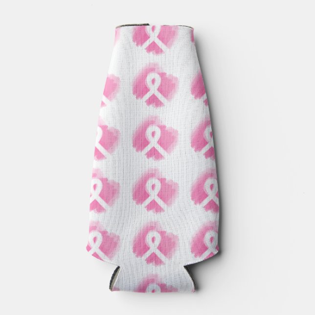Brust-Krebs-Bewusstsein Ribbon Wasserfarbe Flaschenkühler (Vorderseite)