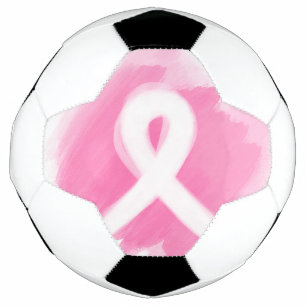 Brust-Krebs-Bewusstsein Ribbon Wasserfarbe Fußball