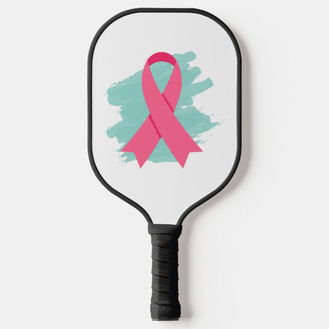 Brust-Krebs-Bewusstsein Rosa Band-Logo Pickleball Schläger (Vorderseite)