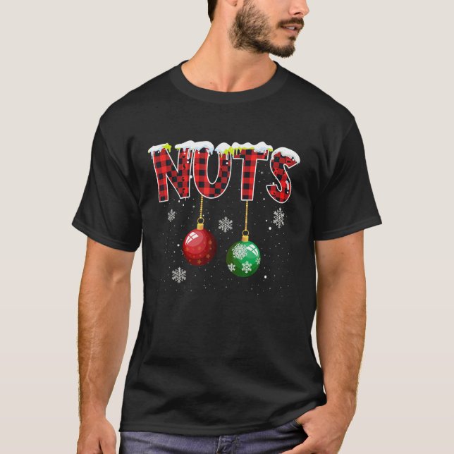 Brust Nuts Kastanien Paare Buffalo Kariert Christm T-Shirt (Vorderseite)