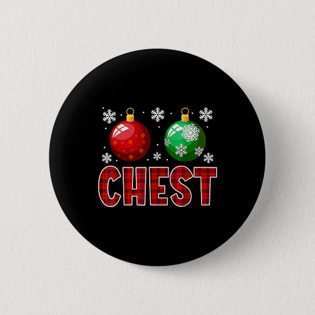 Brust Nuts Spaß Matching Kastanien Weihnachtskuche Button (Vorderseite)