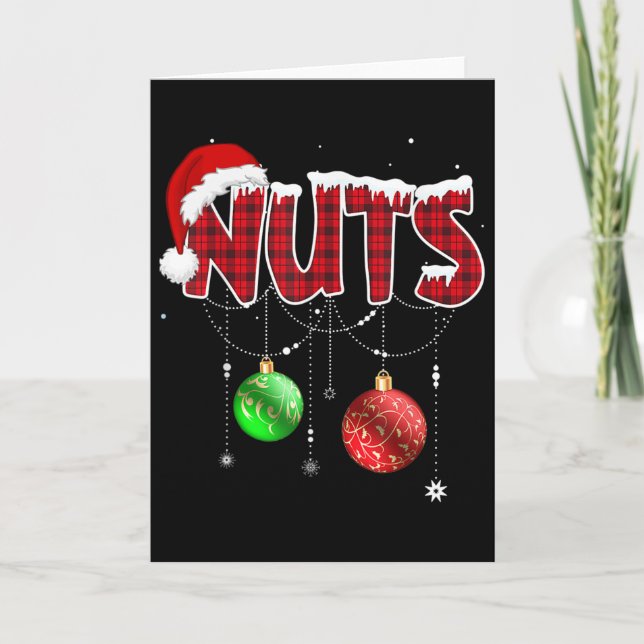Brust Nuts Spaß Matching Kastanien Weihnachtskuche Karte (Vorderseite)