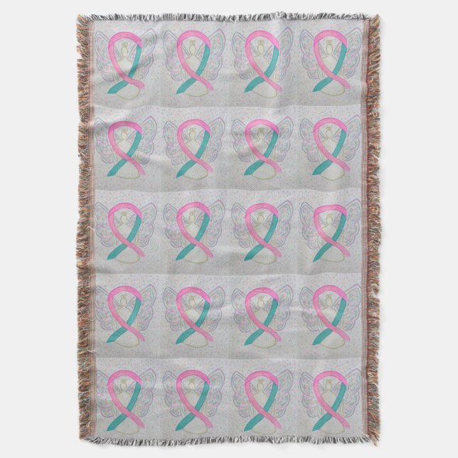 Brust- und Ovarialkarzinom Ribbon-Blanket Decke (Vorderseite Vertikal)