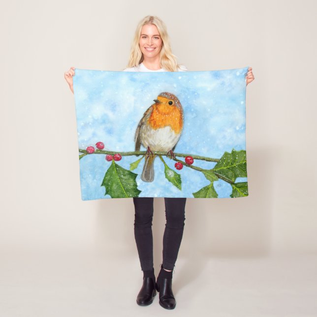 Brust-Wasserfarbe-Fleece-Decke Robins rote Fleecedecke (Beispiel)
