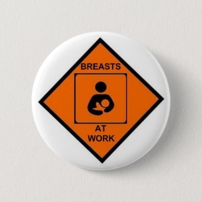 Brüste bei der Arbeit Button (Vorderseite)