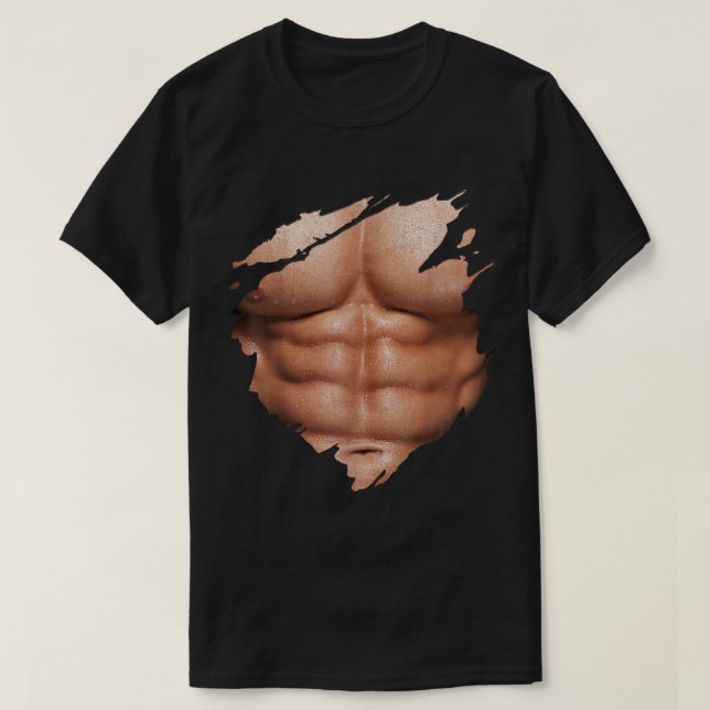 Brustkorb Sixpack Abs Muskeln Bodybuilder T-Shirt (Design vorne)