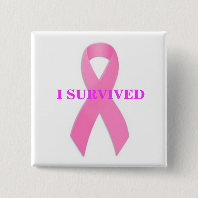 Brustkrebs Awarness überlebte ich Knopf Button (Vorderseite)