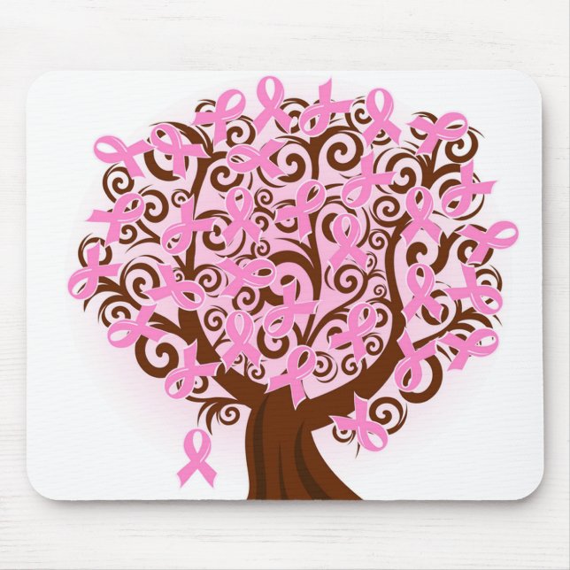 Brustkrebs-Band-Baum-Mausunterlage Mousepad (Vorne)