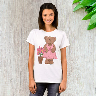 Brustkrebs-Bären in rosa Kleid T-Shirt