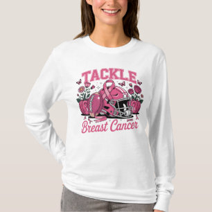 Brustkrebs Bekämpfen Pinker Footballhelm Kürbisse T-Shirt