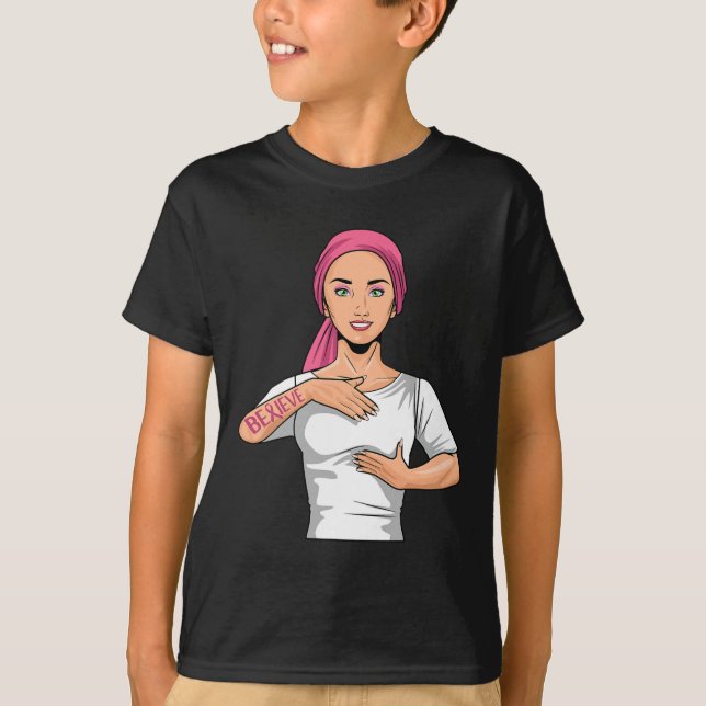 Brustkrebs-Bewusstsein als amerikanische Gebärdens T-Shirt (Vorderseite)