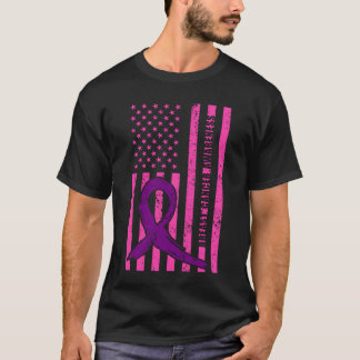 Brustkrebs-Bewusstsein Amerikanische Flagge Freund T-Shirt