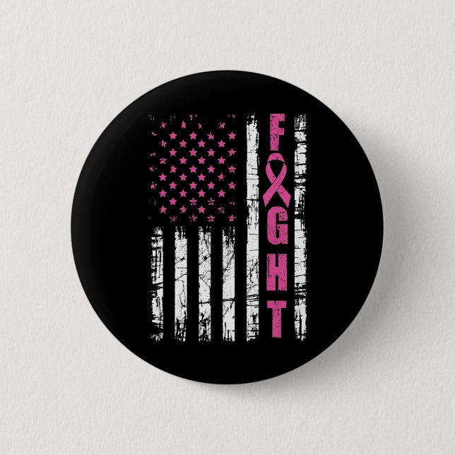 Brustkrebs-Bewusstsein Amerikanischer Flaggenkampf Button (Vorderseite)